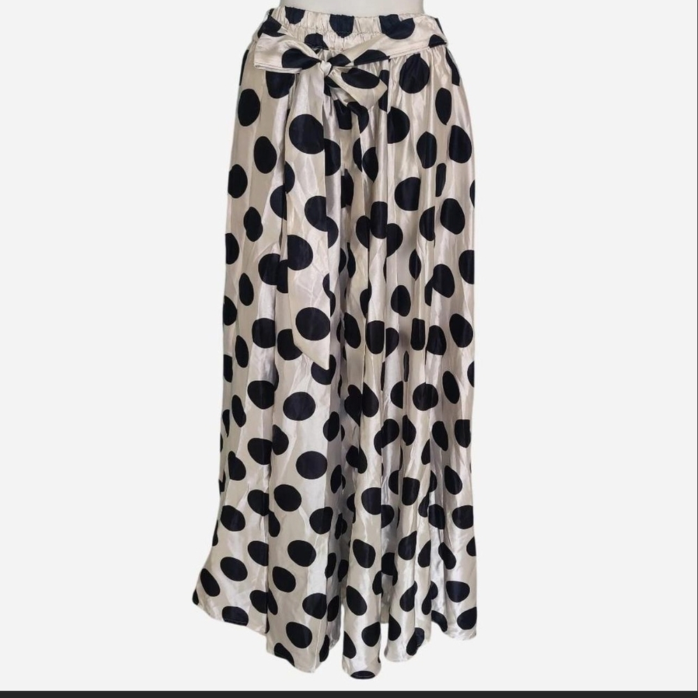 Elegant Black Polka Dot Maxi Skirt